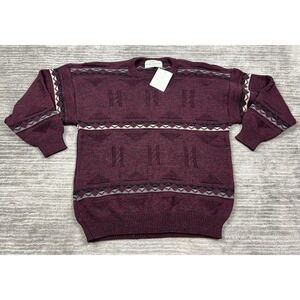 Quills Woollen Market Ireland Sweater Mens Medium Red Long Sleeve Wool Blend NWT